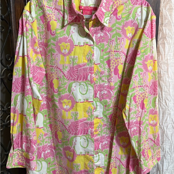 Colorful Animal Print Button Down Shirt - Picture 1 of 3